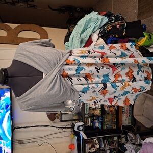 Gray and Dinosaur Print Dress